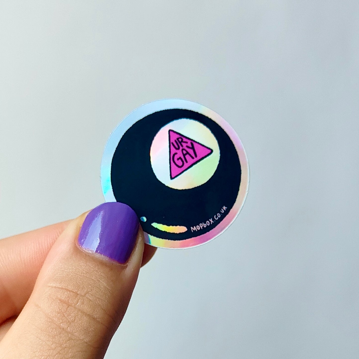 Gay Magic 8 Ball - Holographic Vinyl Sticker - Wholesale Case of 6 Units
