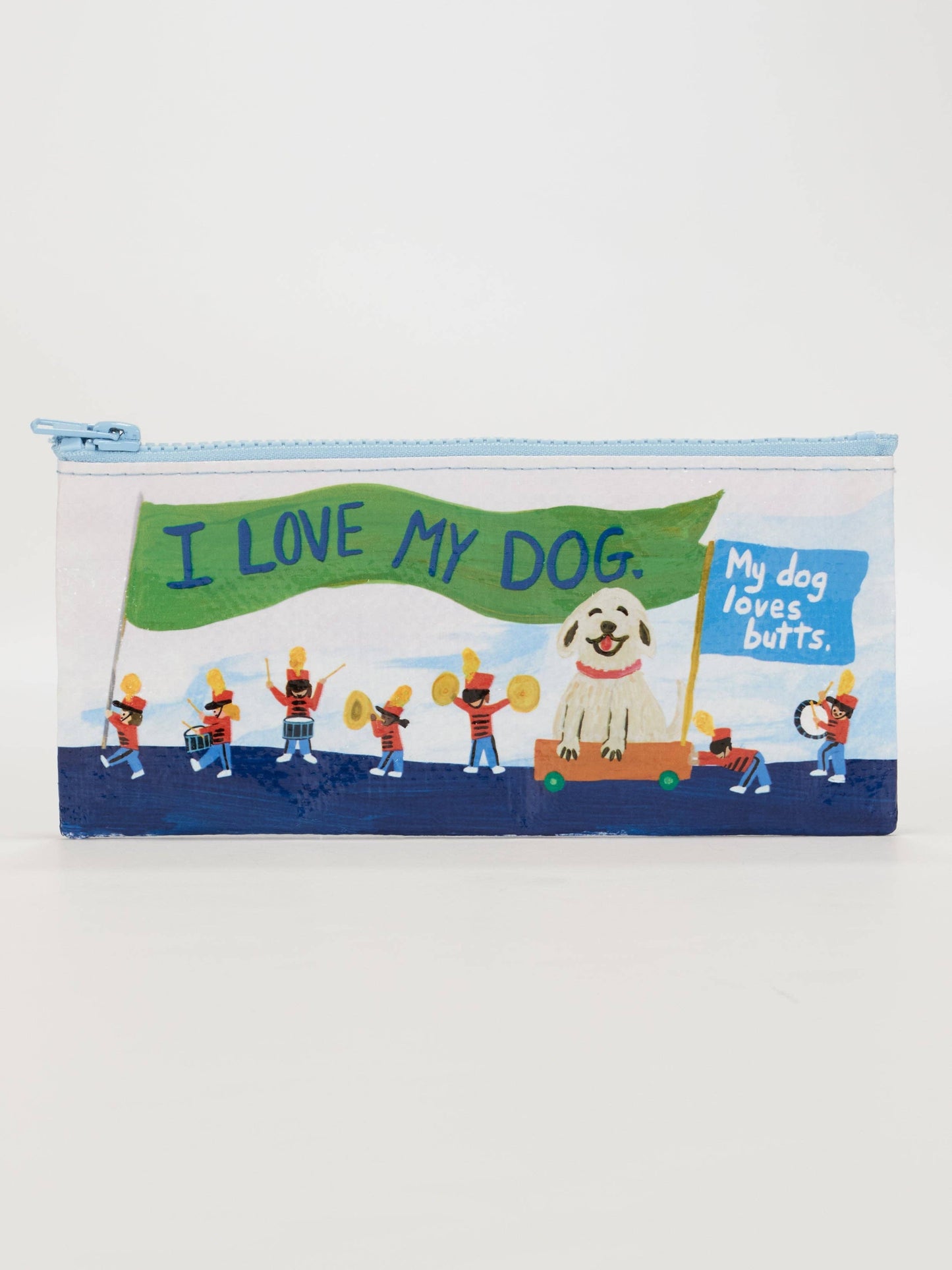 Pencil case with 'I Love My Dog' design on a white background