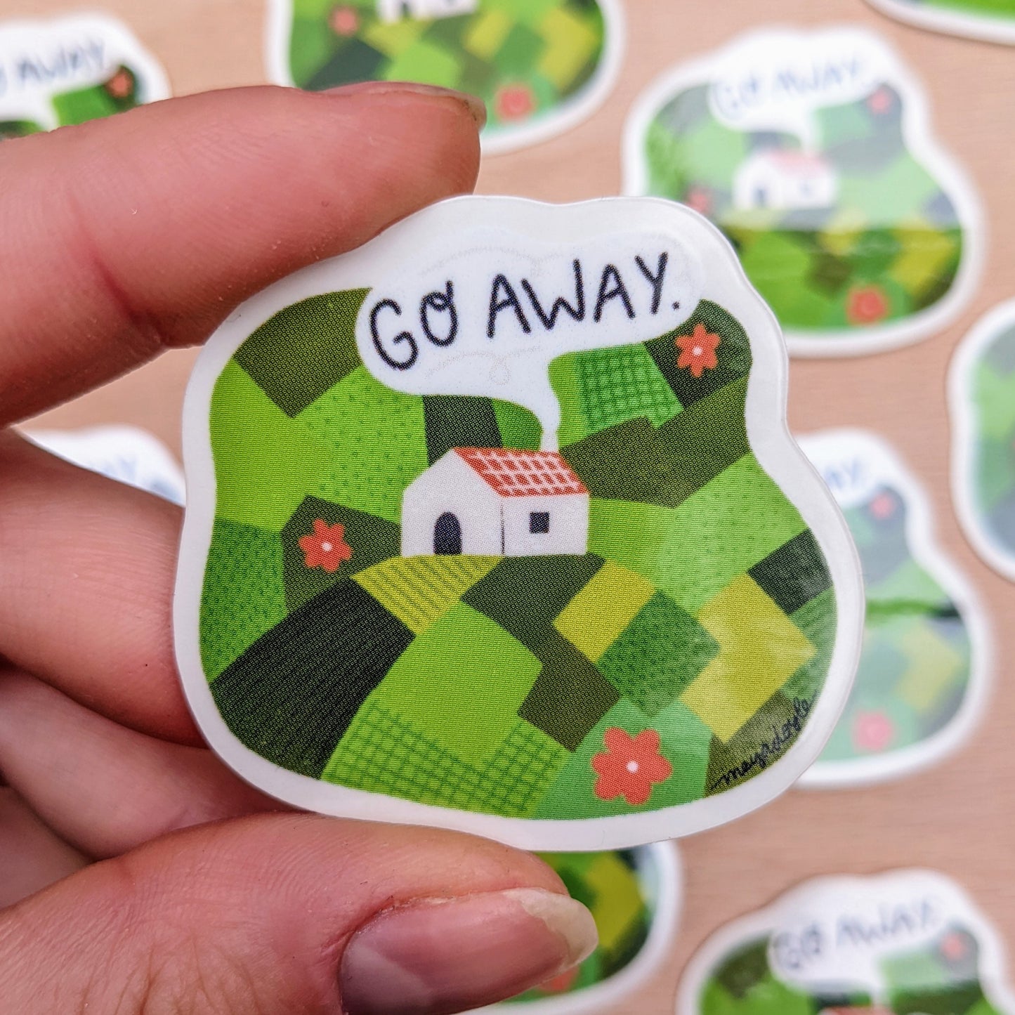 Go Away -Clear Vinyl Sticker - Wholesale Case of 6 Units