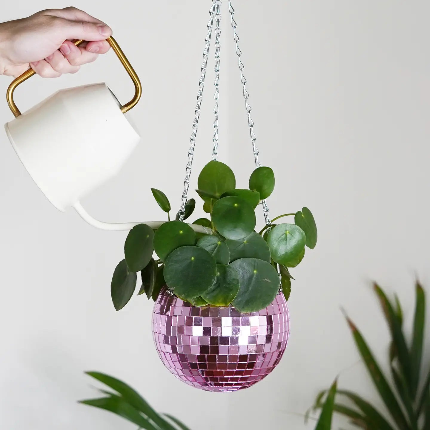 Disco Ball Hanging Planter - Pink / Blue- display model - no box