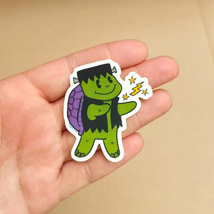 Frankenstein Turtle Halloween Pals - Matte Soft Touch Vinyl Sticker