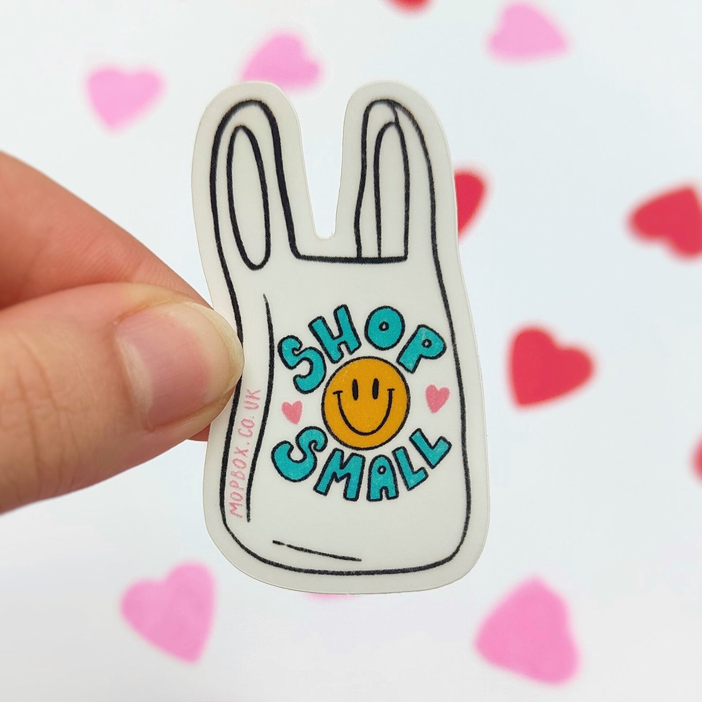Shop Small Retro Shopping Bag - Clear Vinyl Sticker - Wholesale Case of 6 Units