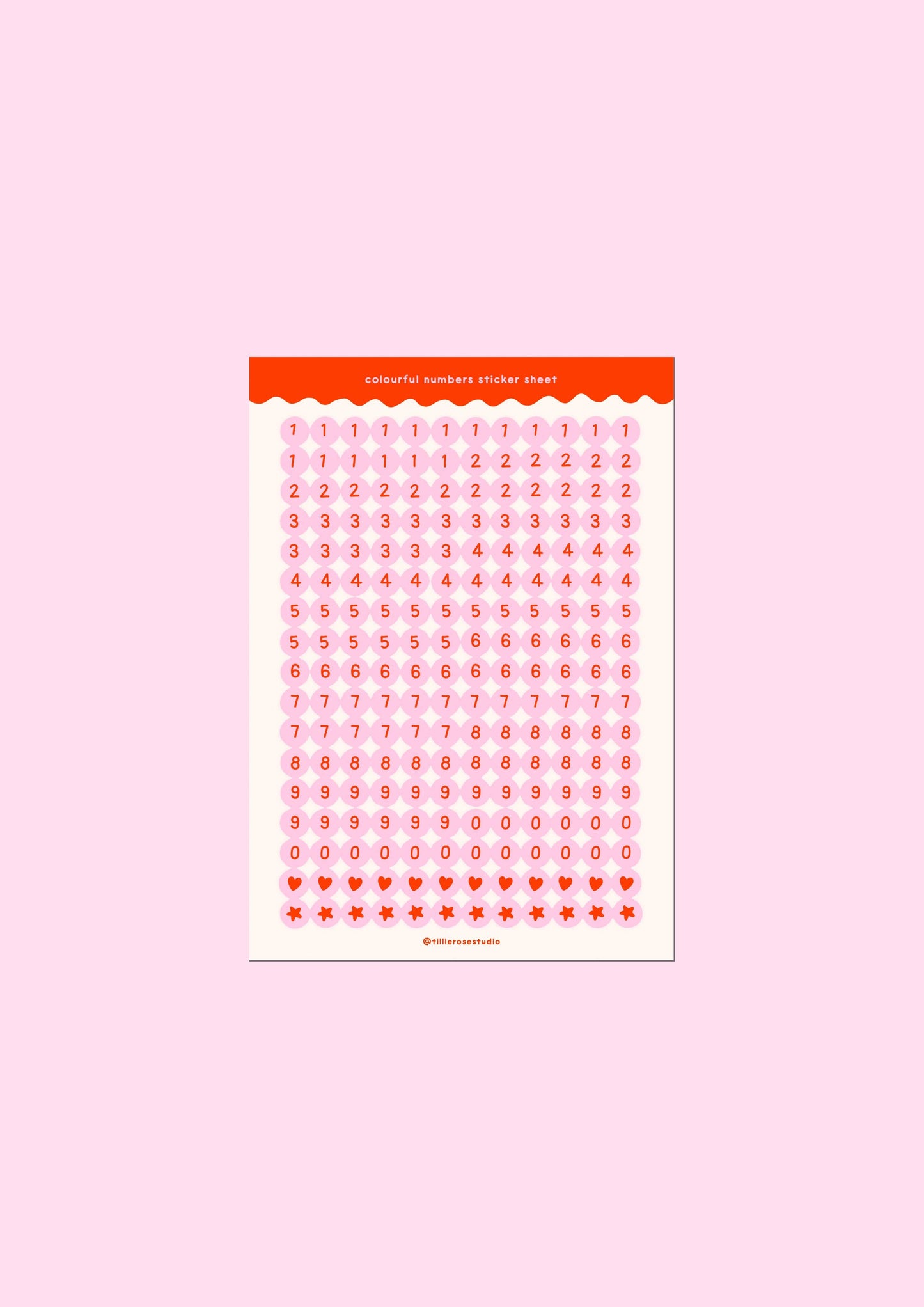 Pink and Red Number Bead - Sticker Sheet