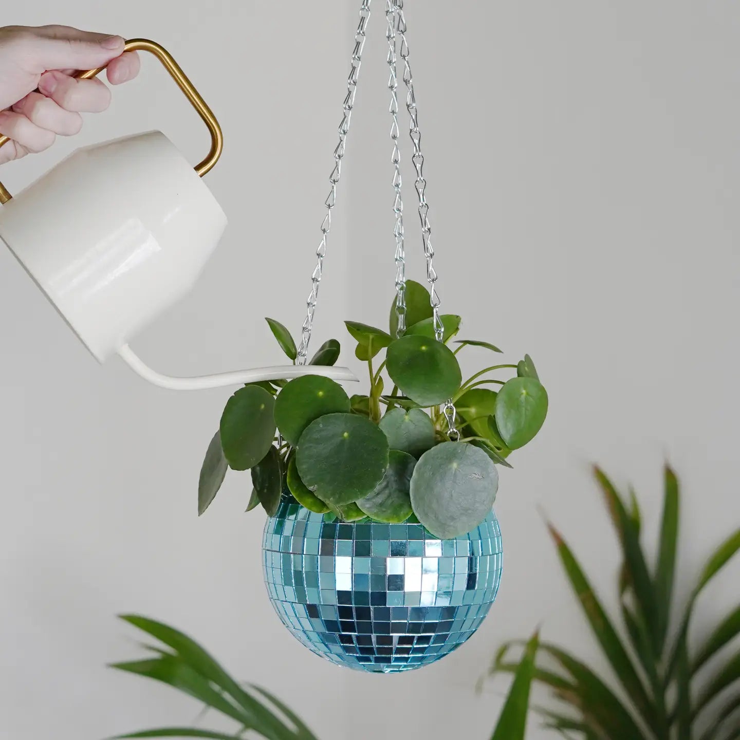 Disco Ball Hanging Planter - Pink / Blue- display model - no box