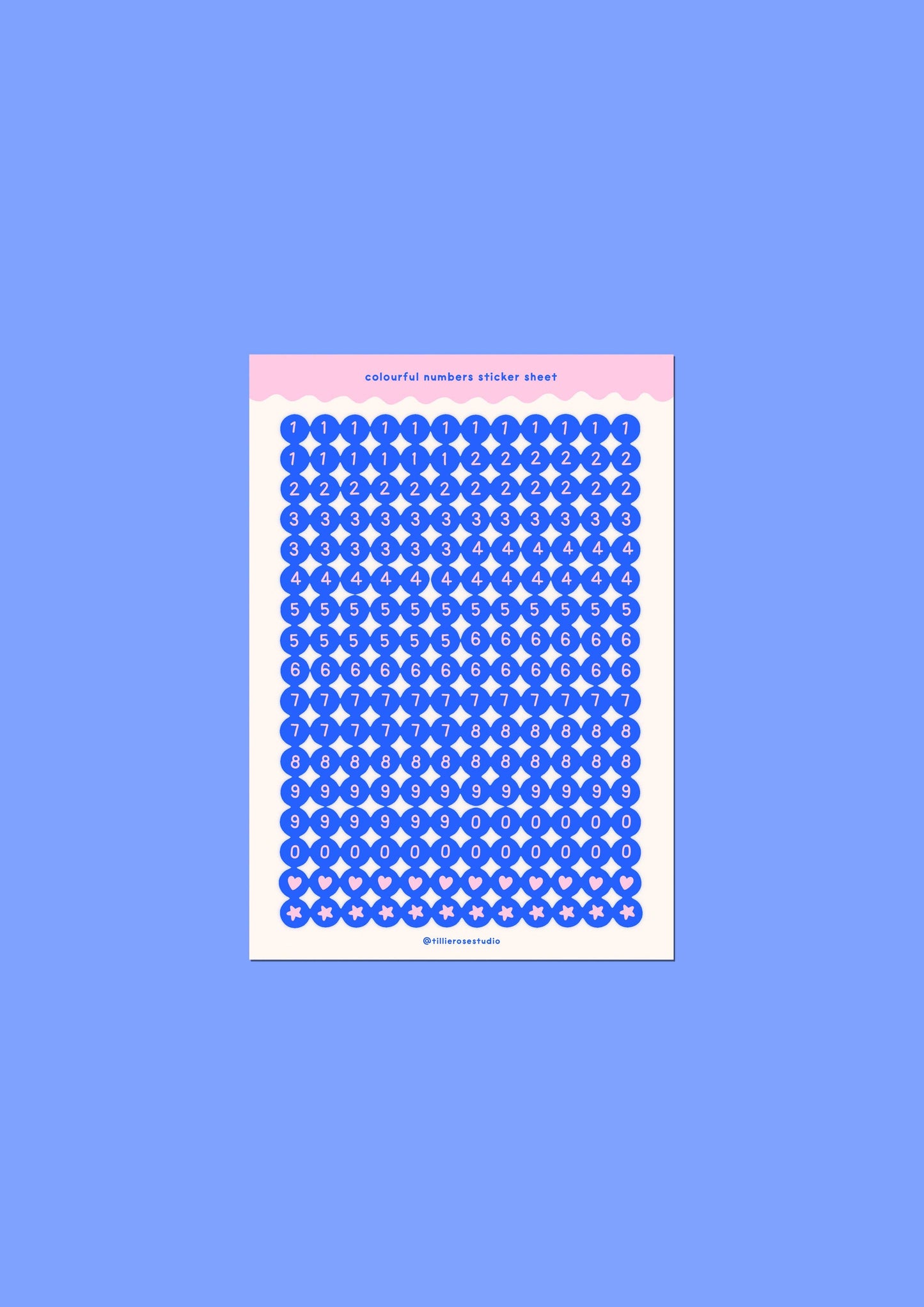 Blue and Pink Number Bead - Sticker Sheet