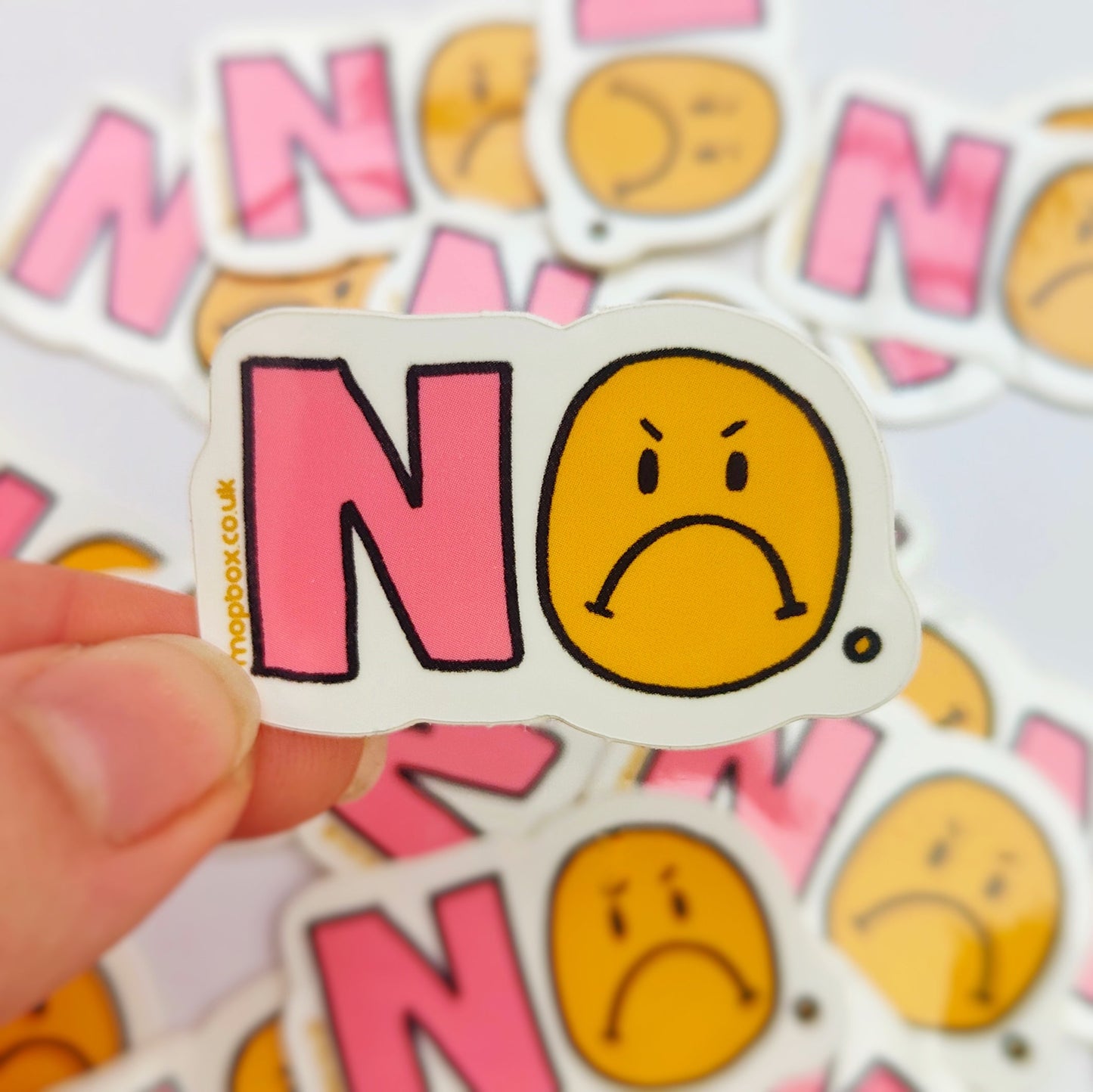 NO šš Happy or Grumpy Face - Vinyl Sticker - Wholesale Case of 6 Units