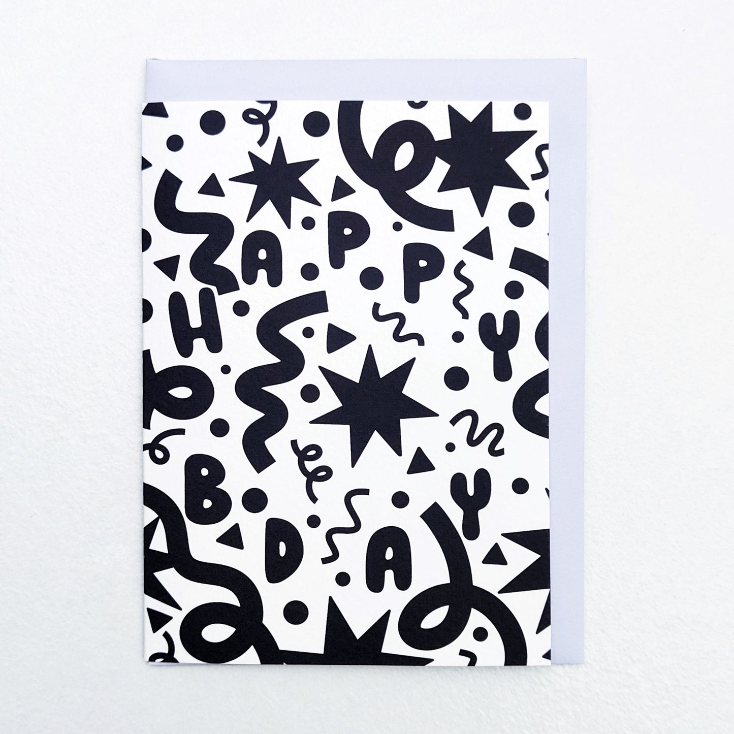 Black and White Confetti Bday- Pearlescent Birthday Card