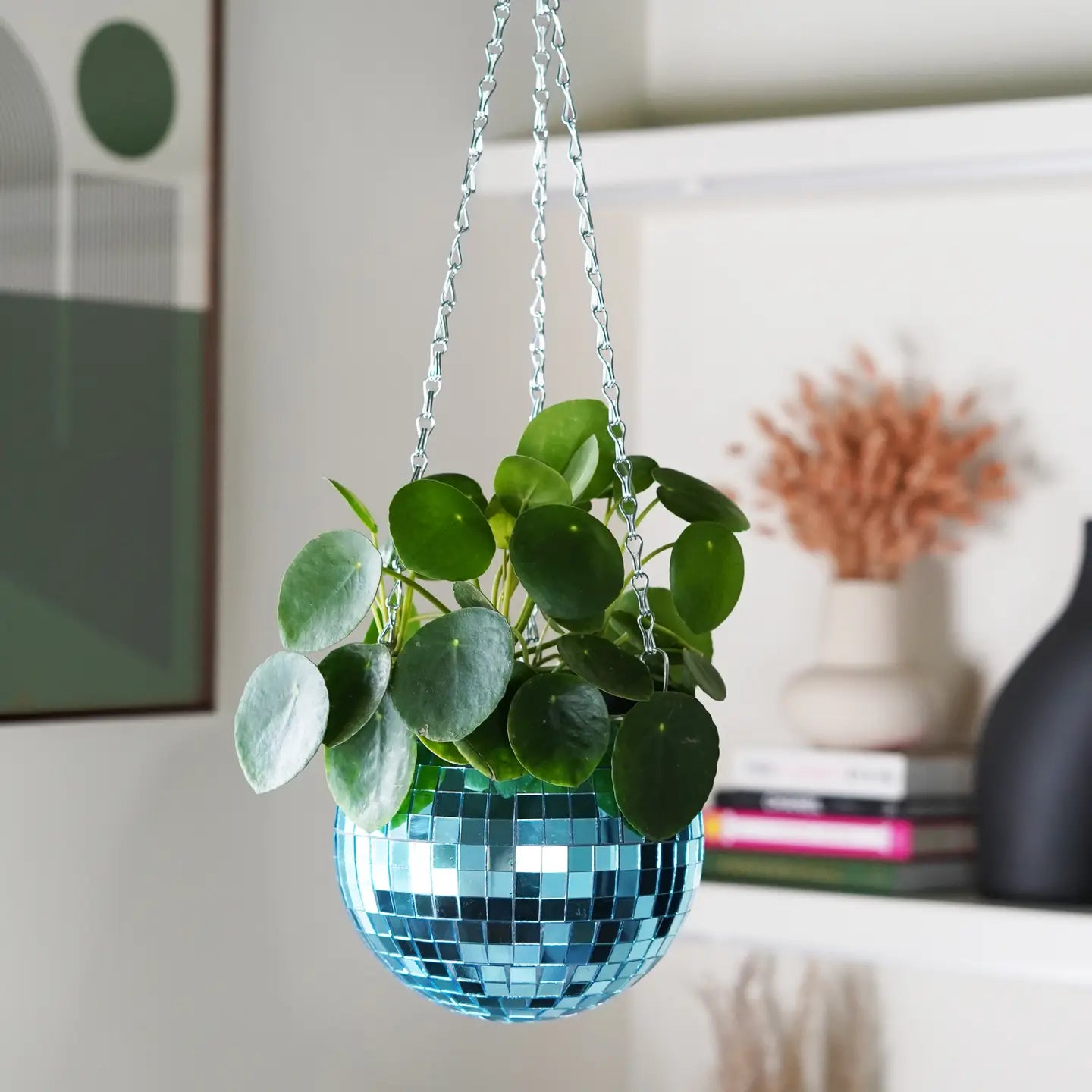 Disco Ball Hanging Planter - Pink / Blue- display model - no box