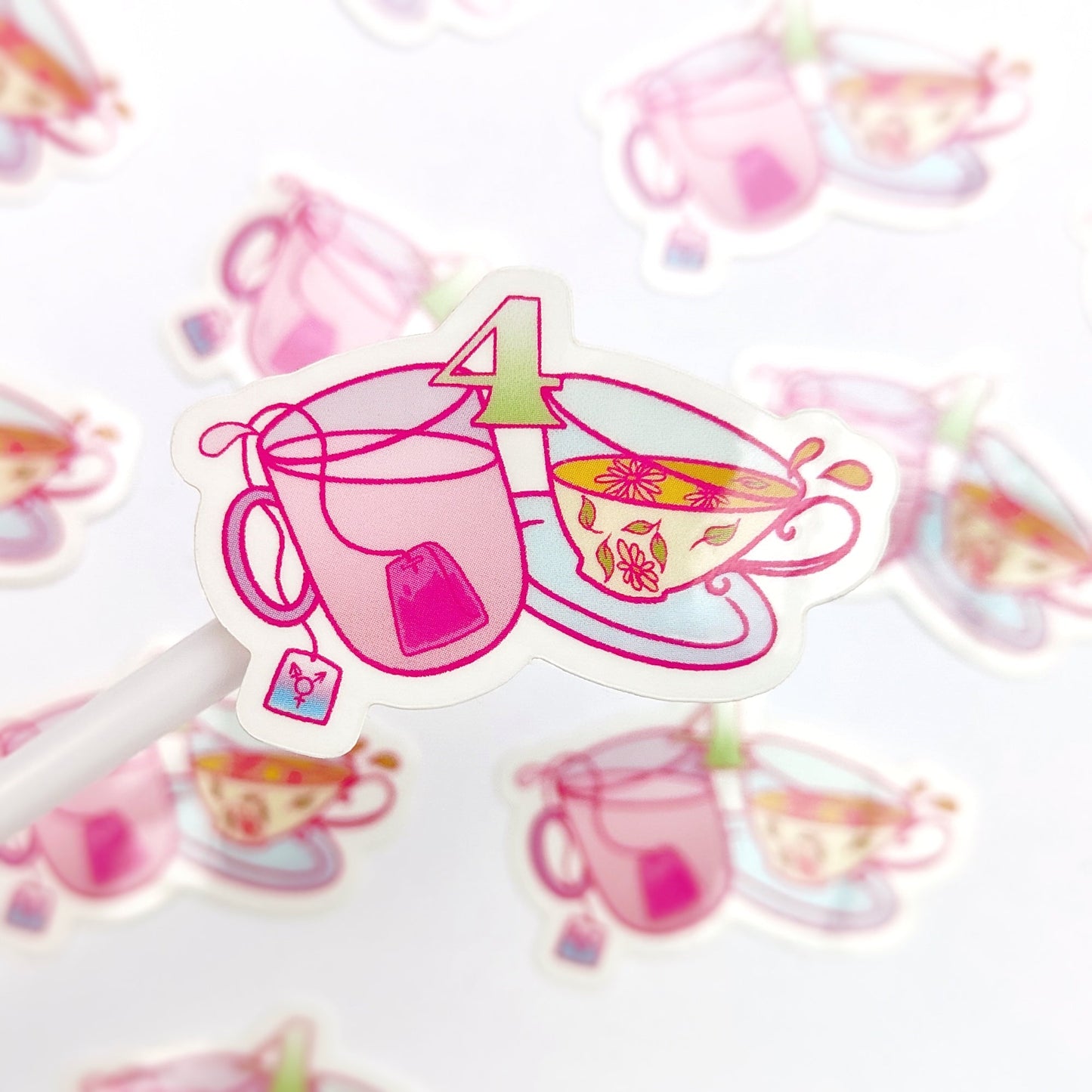 Trans Tea - T4T - Subtle LGBT - Clear Vinyl Sticker - Wholesale Case of 6 Units