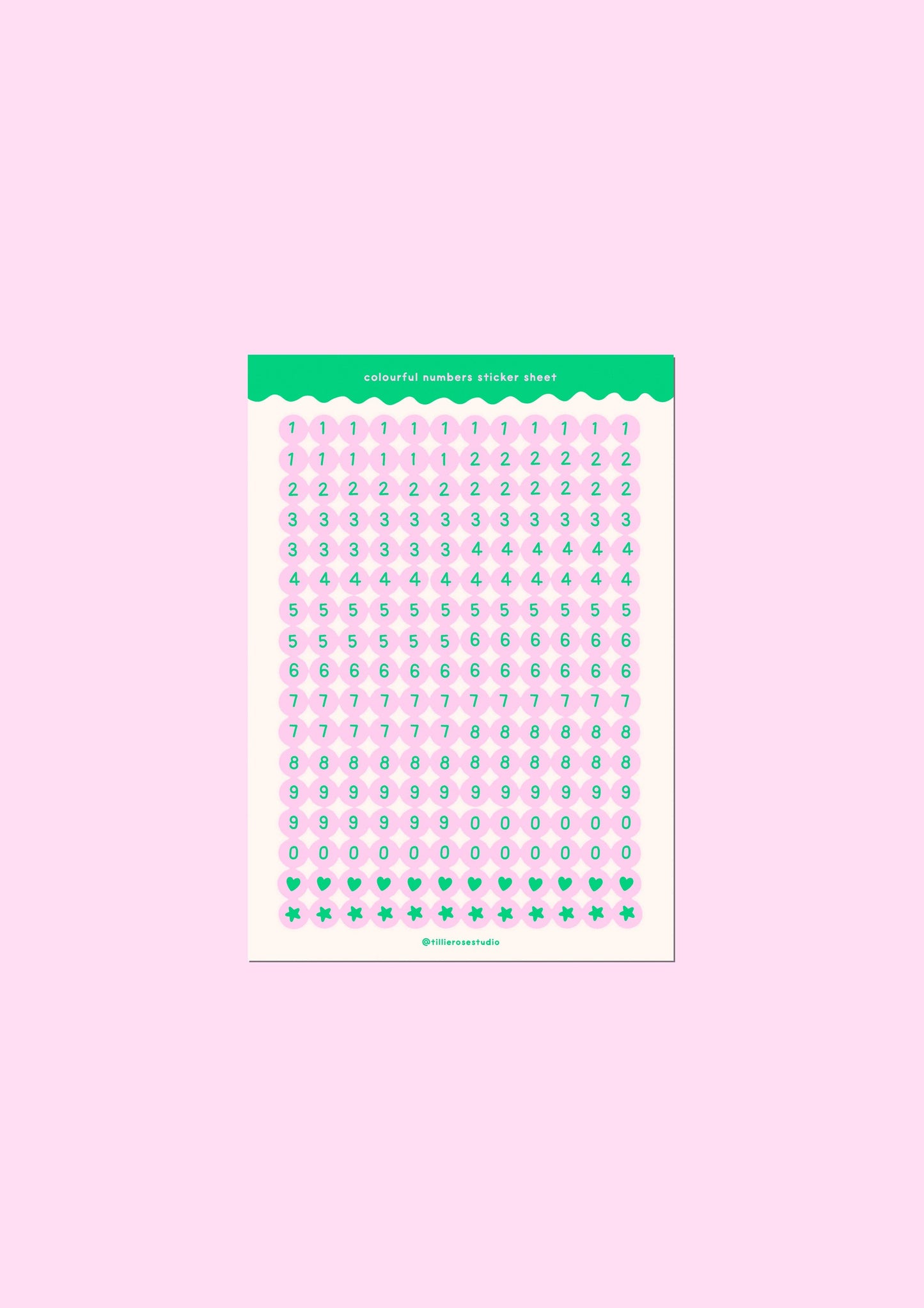 Green and Pink Number Bead - Sticker Sheet