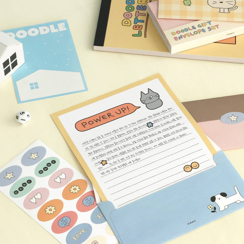 Doodle Gift Envelope Set With Stickers