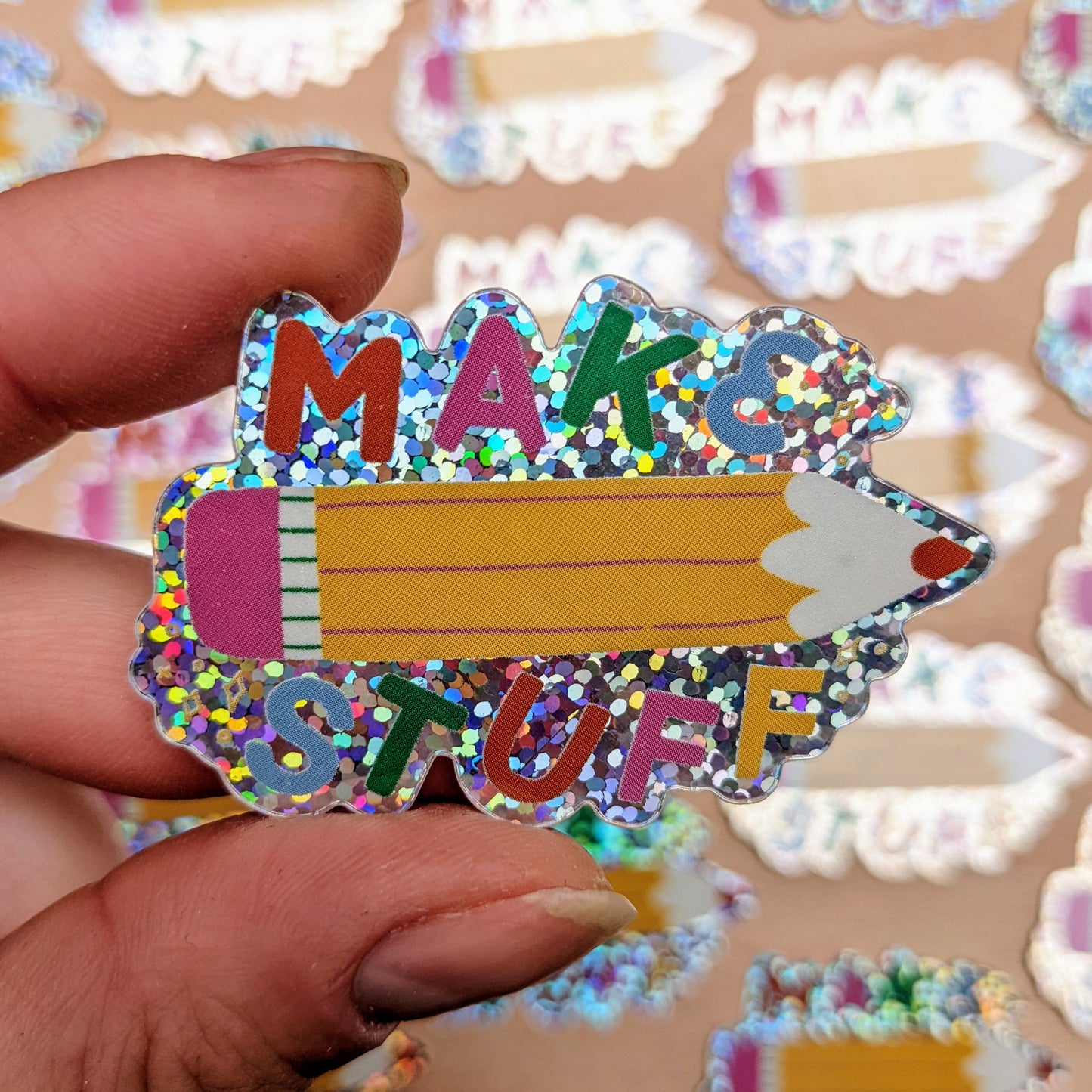 Make Stuff - Glitter Vinyl Sticker - Wholesale Case of 6 Units