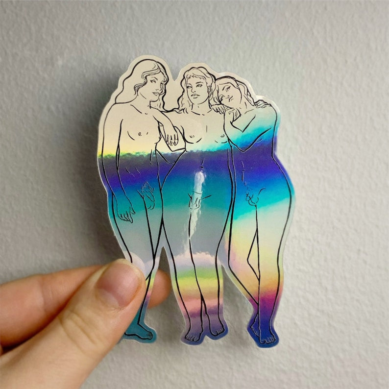 Trans Three Muses - Holographic Vinyl Sticker - Wholesale Case of 6 Units