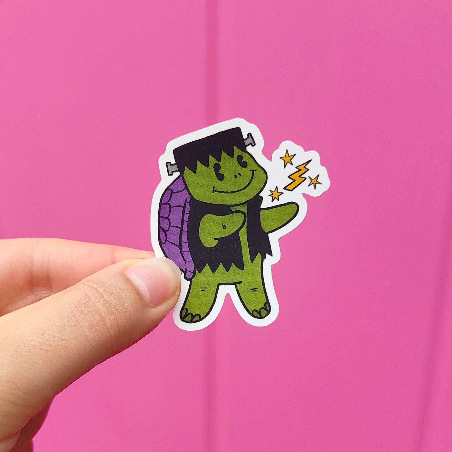 Frankenstein Turtle Halloween Pals - Matte Soft Touch Vinyl Sticker - Wholesale Case of 6 Units