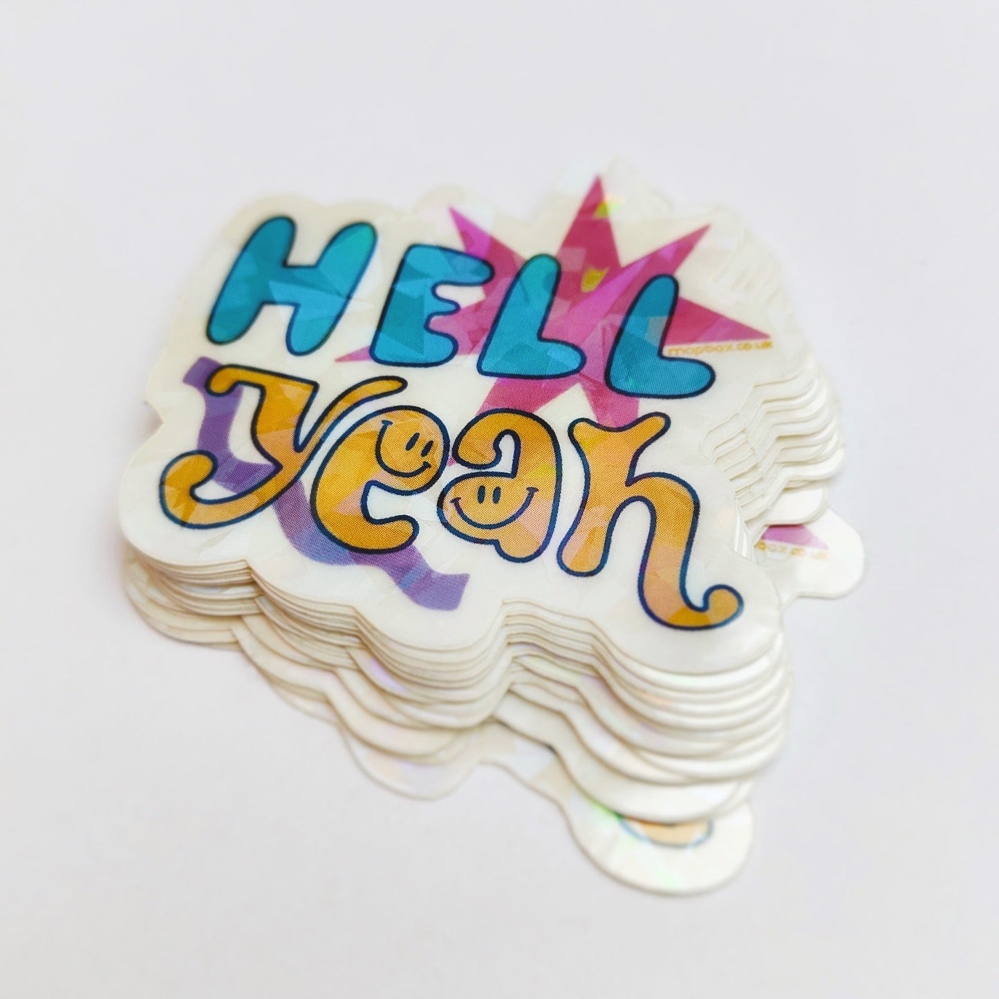 Hell yeah! - Clear Holo-Crackle Vinyl Sticker - Wholesale Case of 6 Units