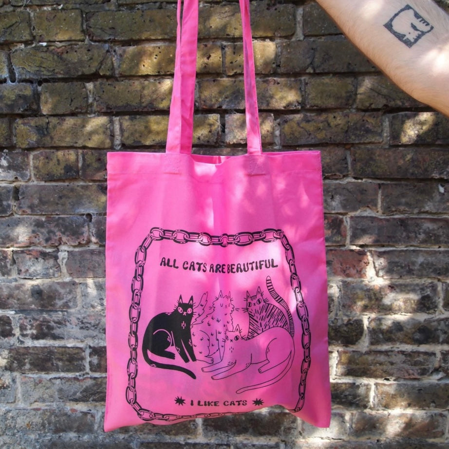 All Cats Are Beautiful Pink Tote Bag