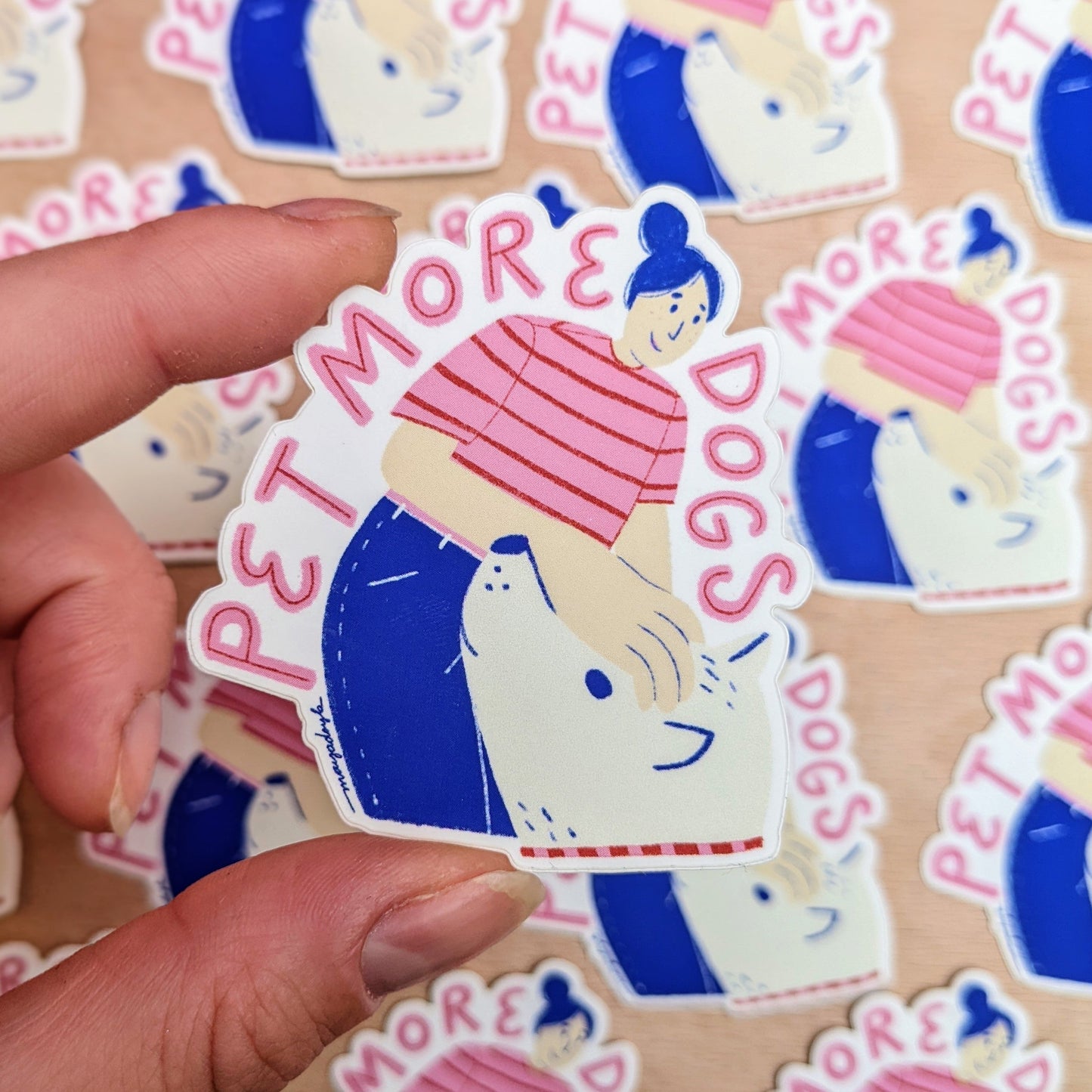 Pet More Dogs - Matte Soft Touch Vinyl Sticker - Wholesale Case of 6 Units