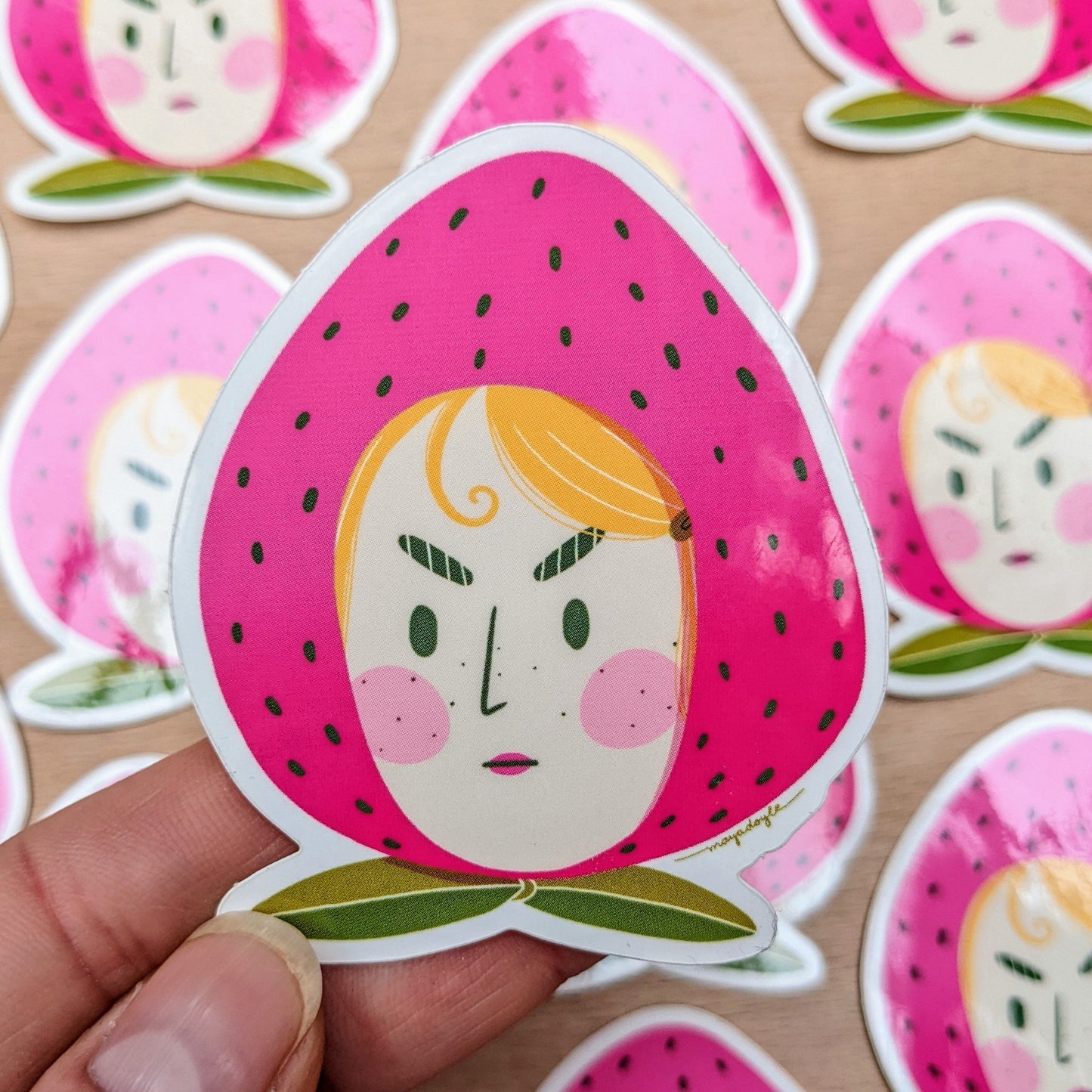 Strawberry Girl - Vinyl Sticker - Wholesale Case of 6 Units