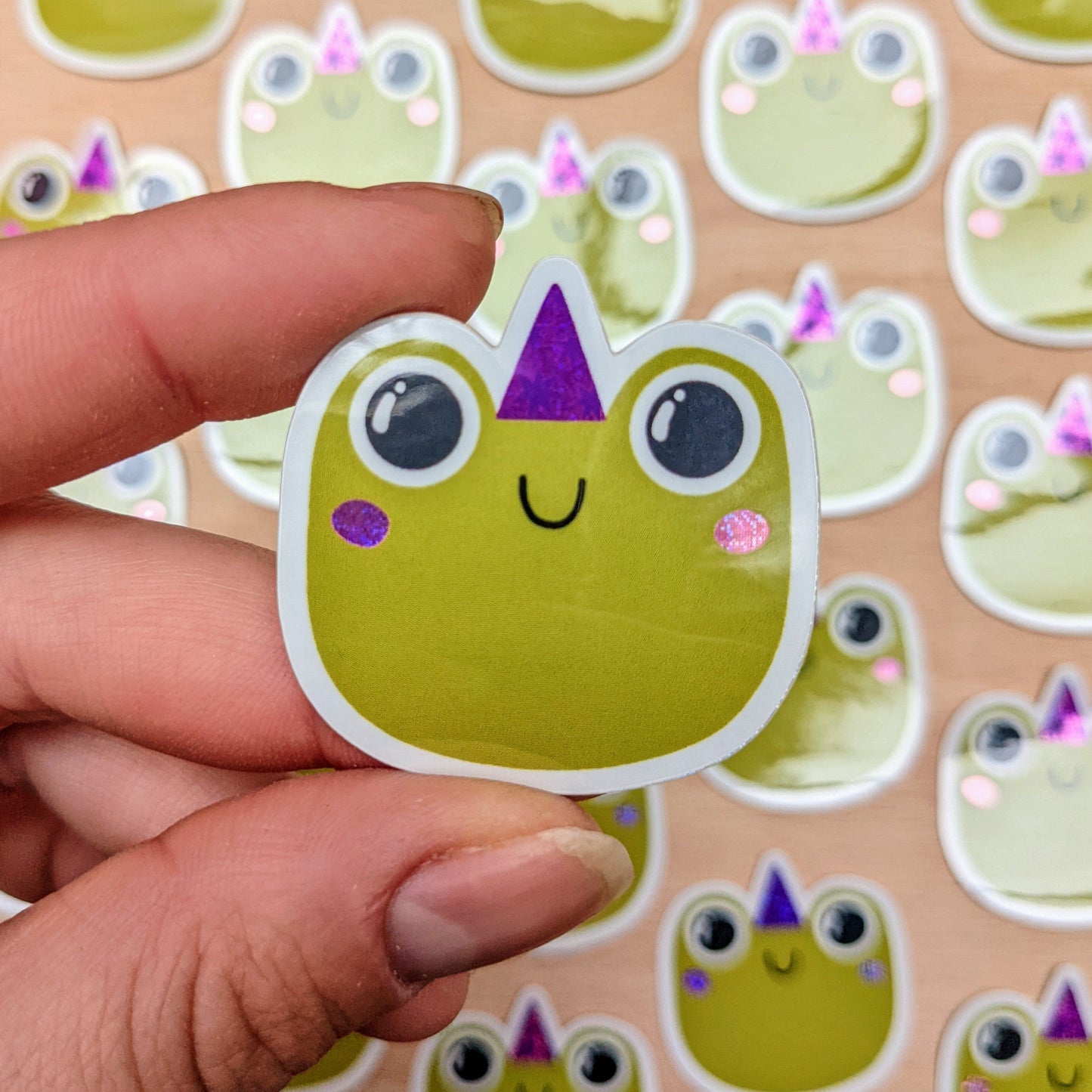 Wizard Frog - Glitter Vinyl Sticker - Wholesale Case of 6 Units