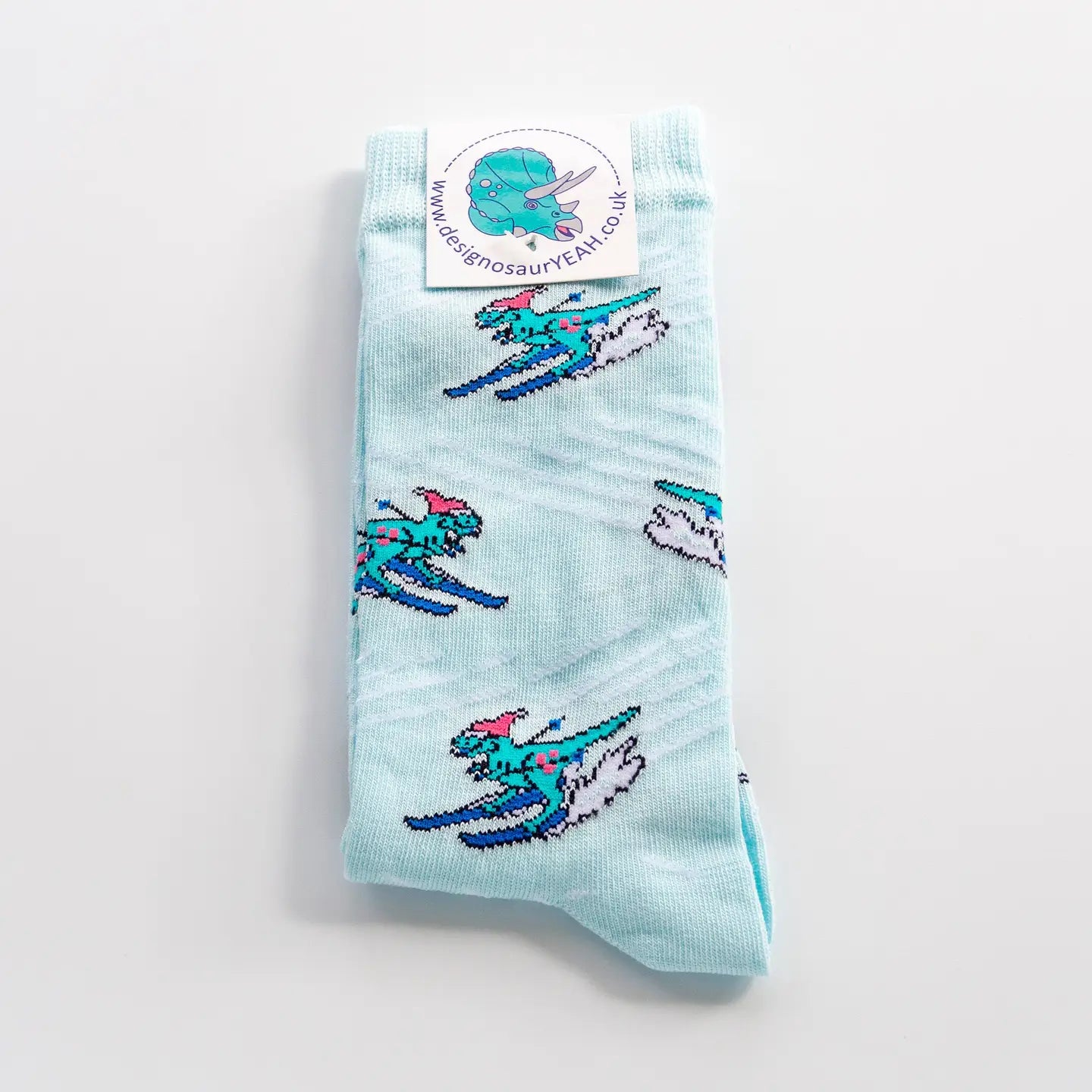 Skiing Santa T-Rex Christmas Socks