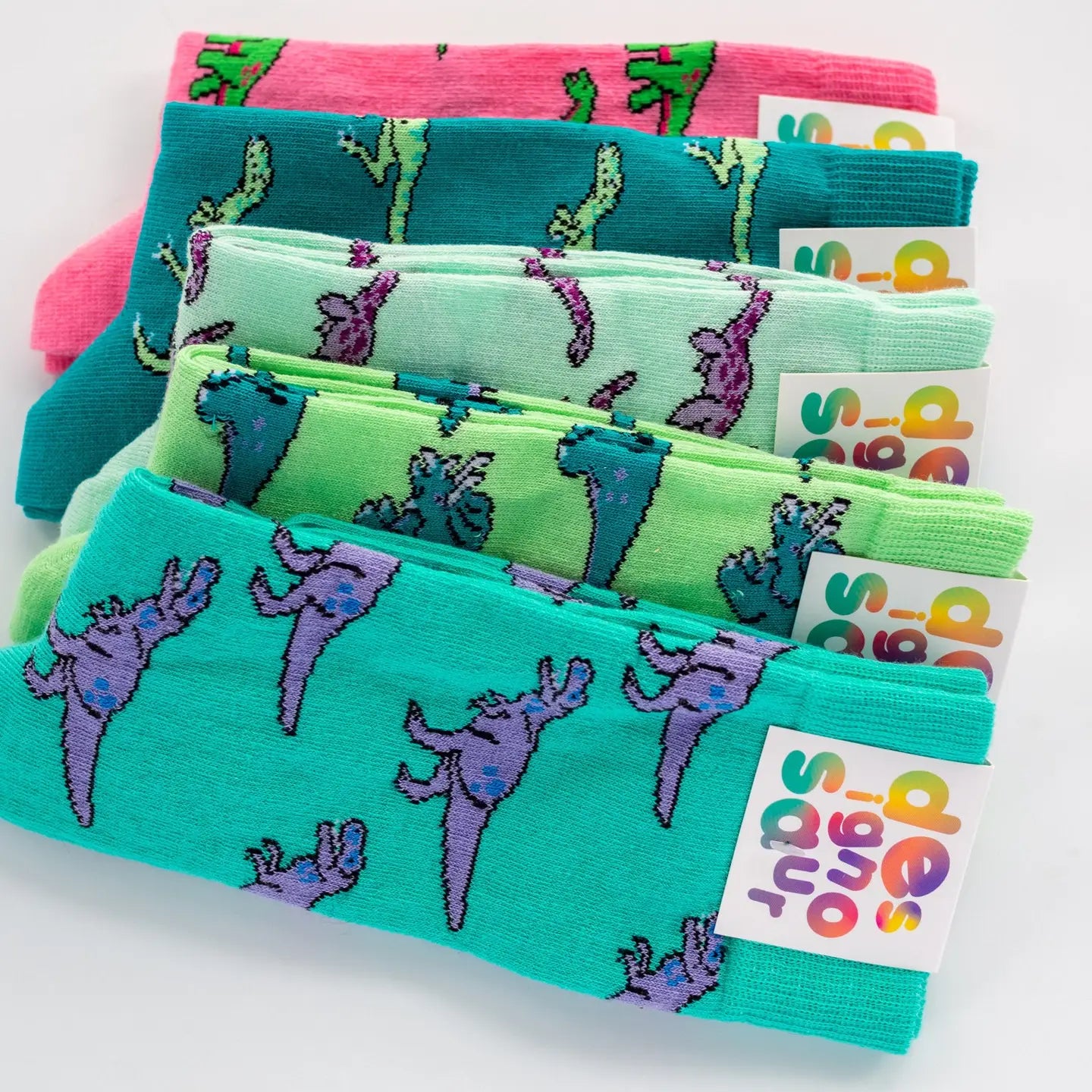 Teal Velociraptor Socks