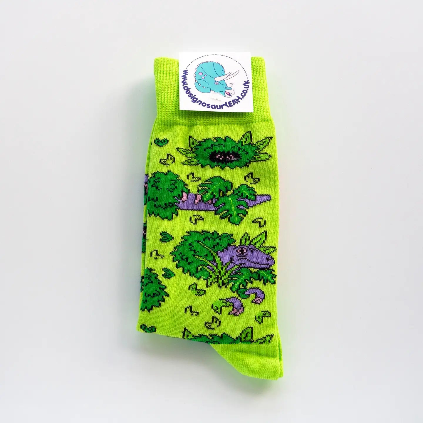 Lime Green Jungle Velociraptor Socks