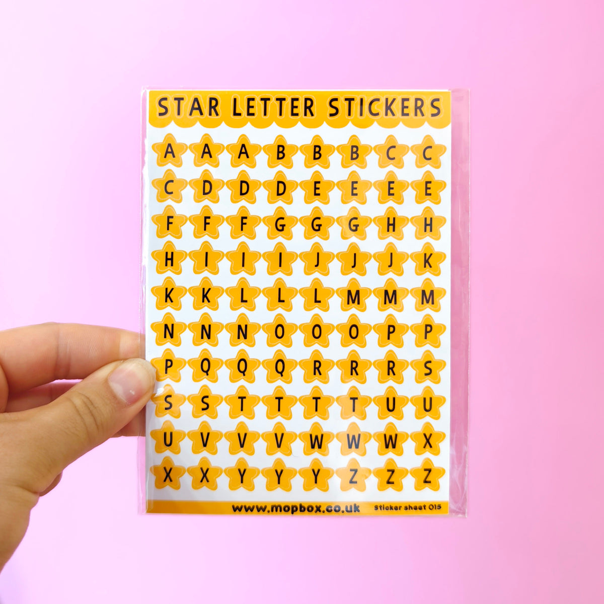 Yellow Star Alphabet Letters Sticker Sheet