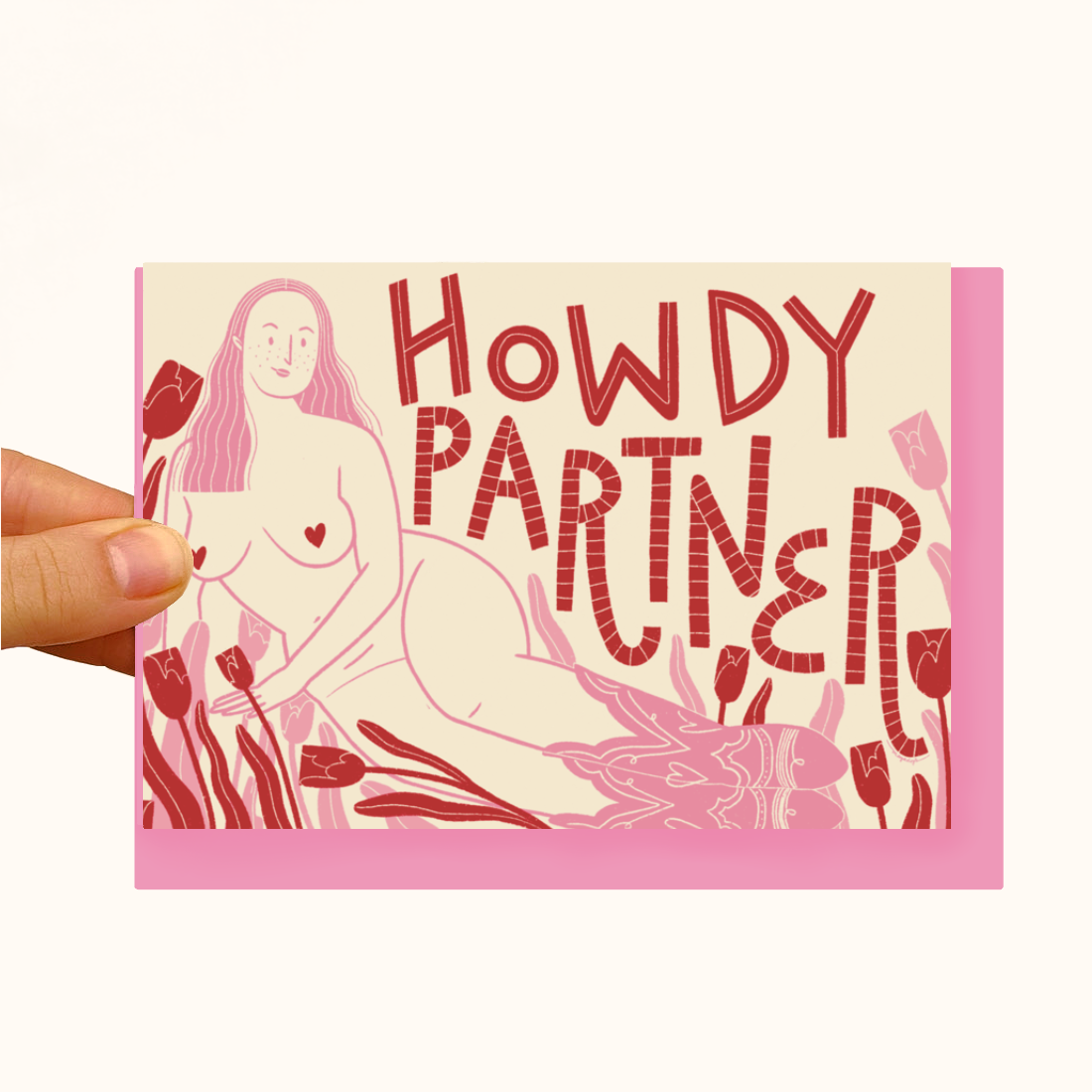 Howdy Partner - Cowgirl Art Card - Pearlescent Love Card - WS Case of 6 Units