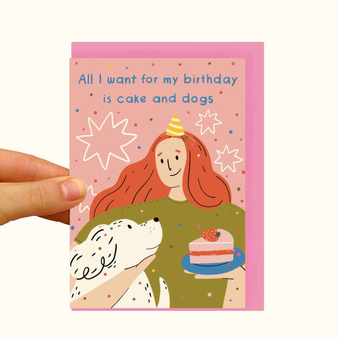 Cake And Dogs - Pearlescent Birthday Card - WS Case of 6 Units