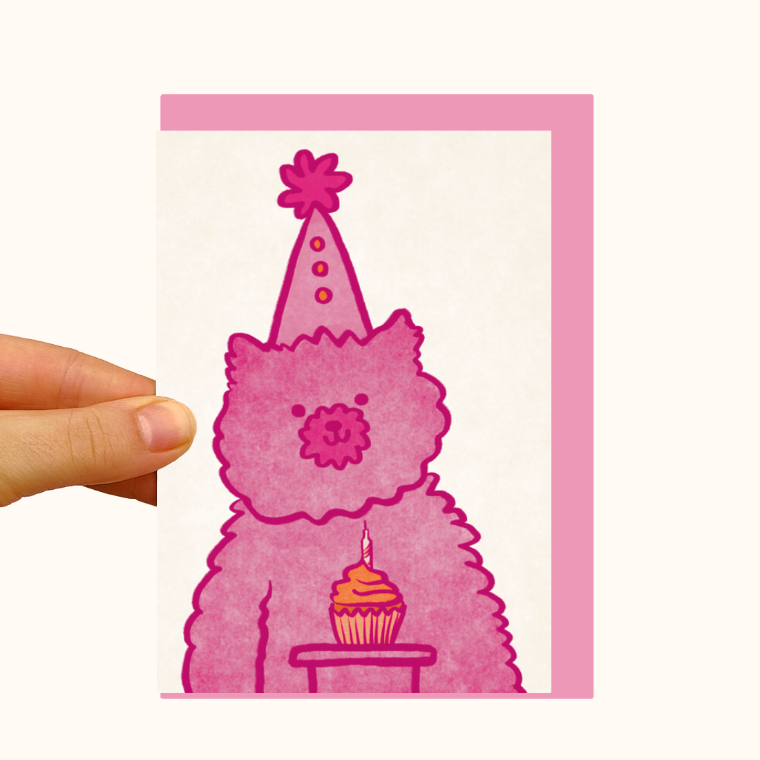 Pink Party Bear - Pearlescent Birthday Card - WS Case of 6 Units
