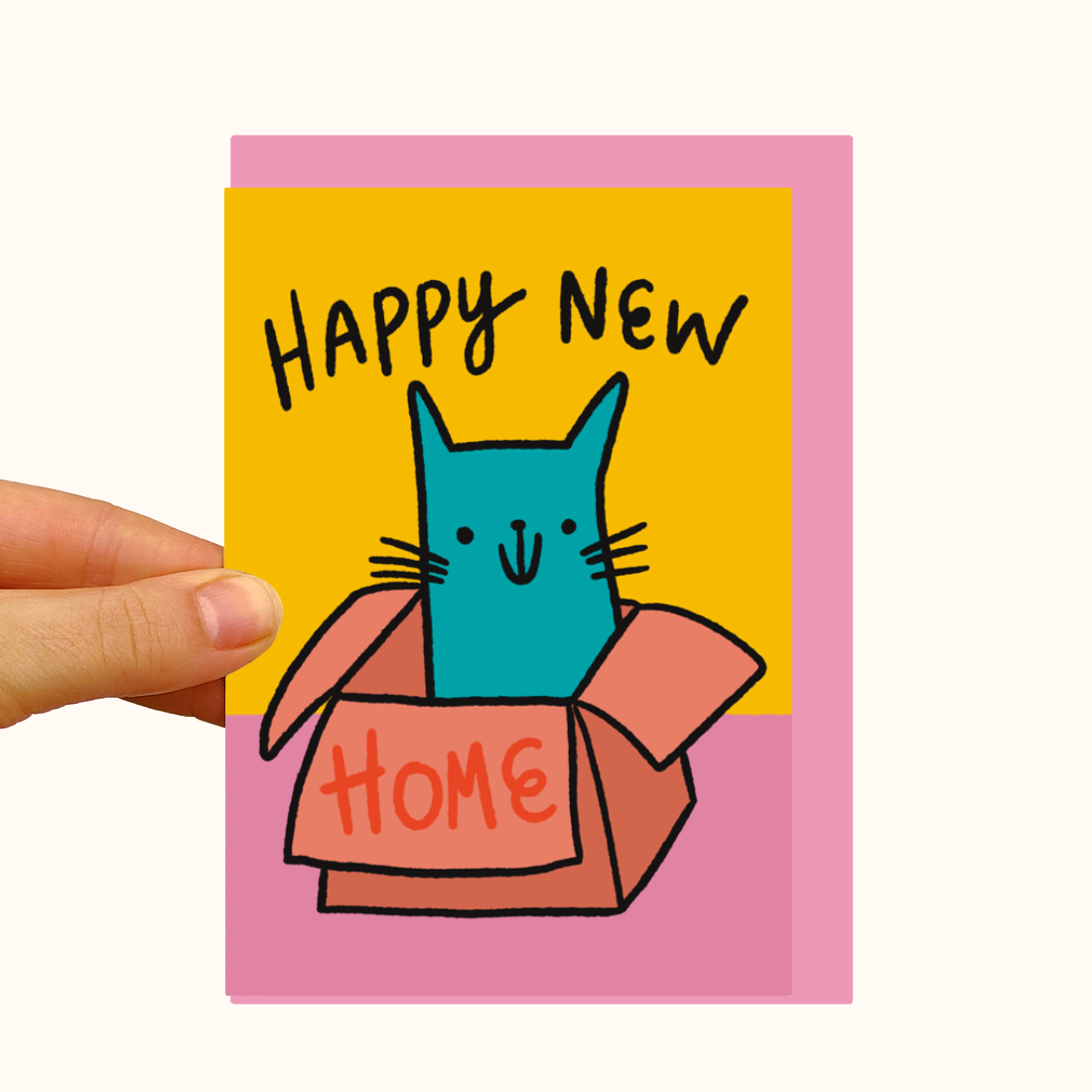 Cat In a Moving Box- Pearlescent New Home Card - WS Case of 6 Units