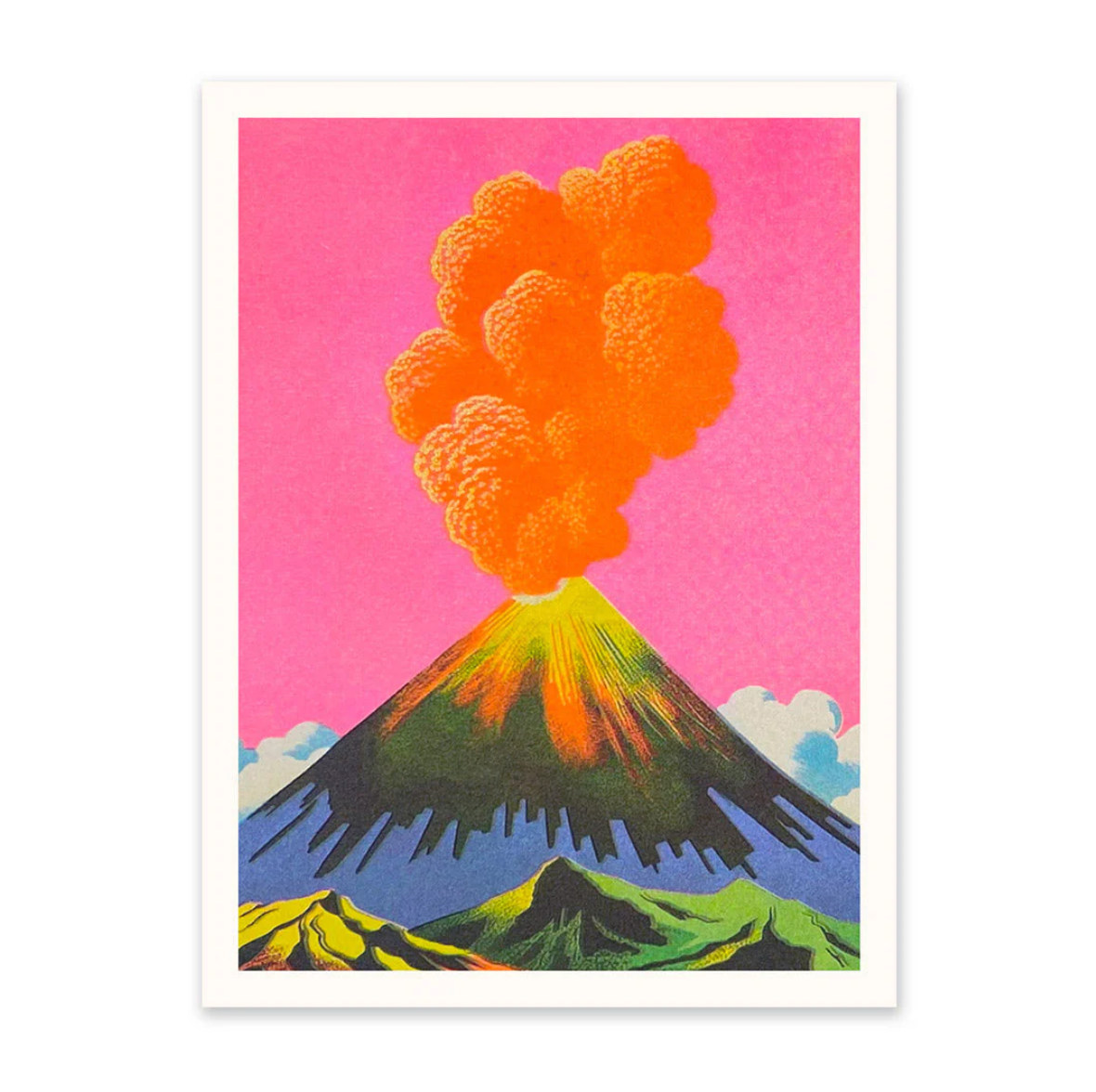 Neon Volcanoes 3 Riso Print