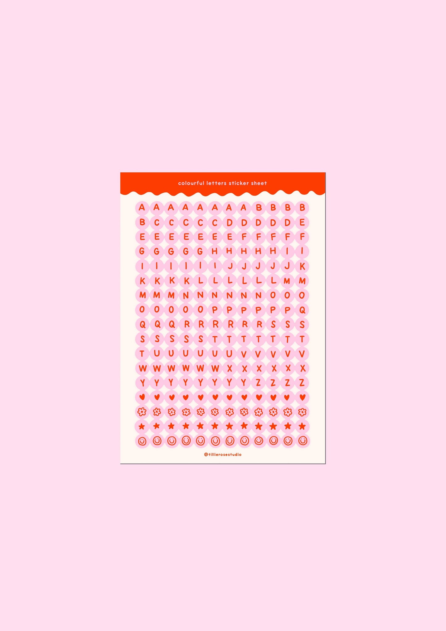 Pink and Red Letter Bead - Sticker Sheet