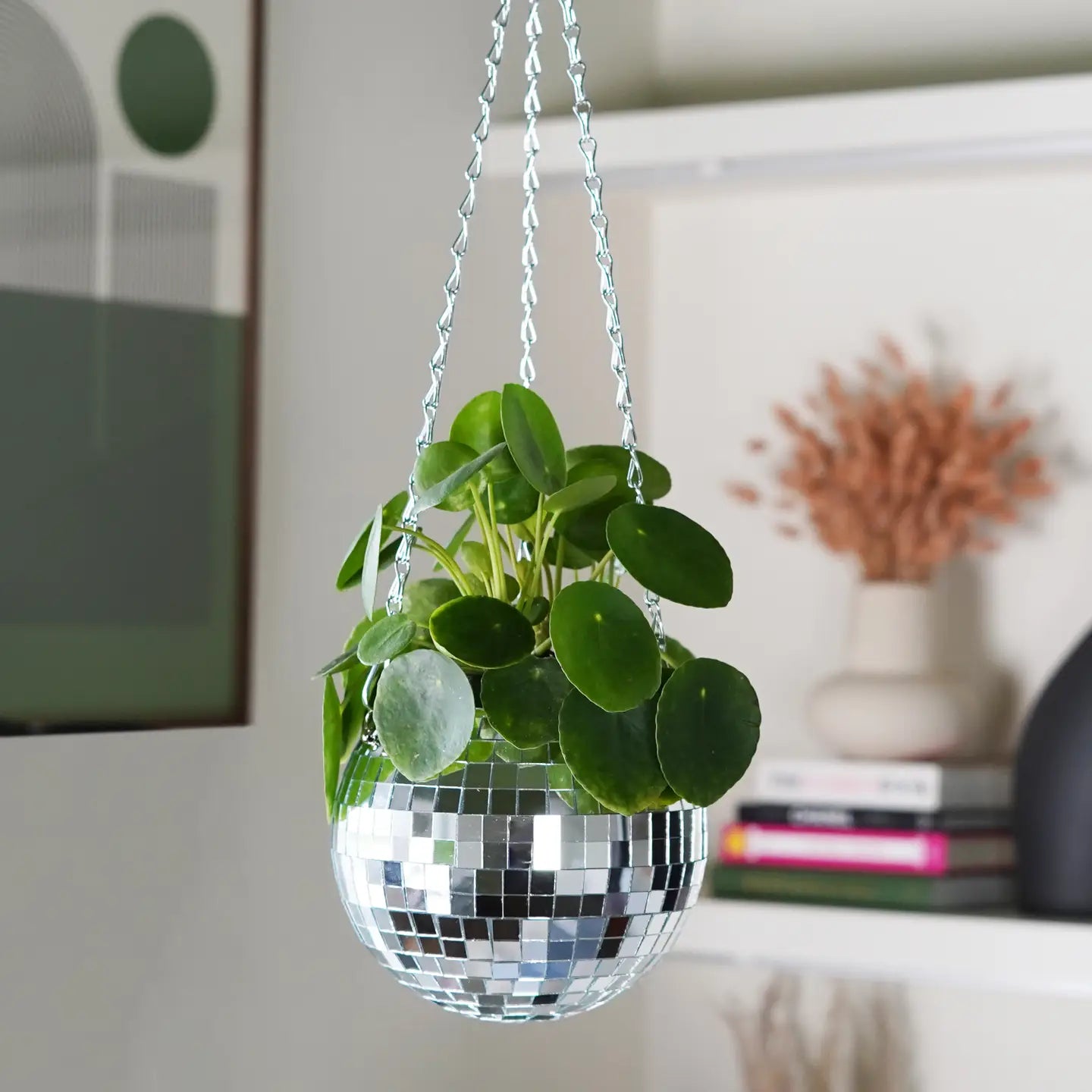 silver hanging planter Disco Ball Hanging Planter