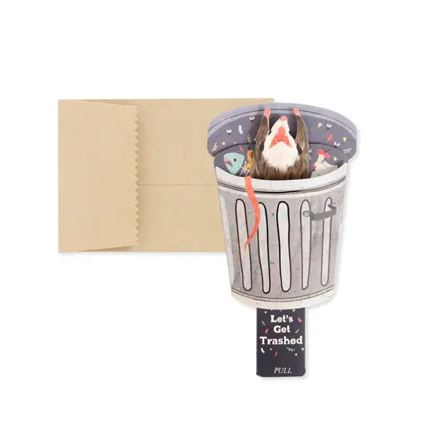 Possum in a Trash Can 3D Pop Up Greeting Card