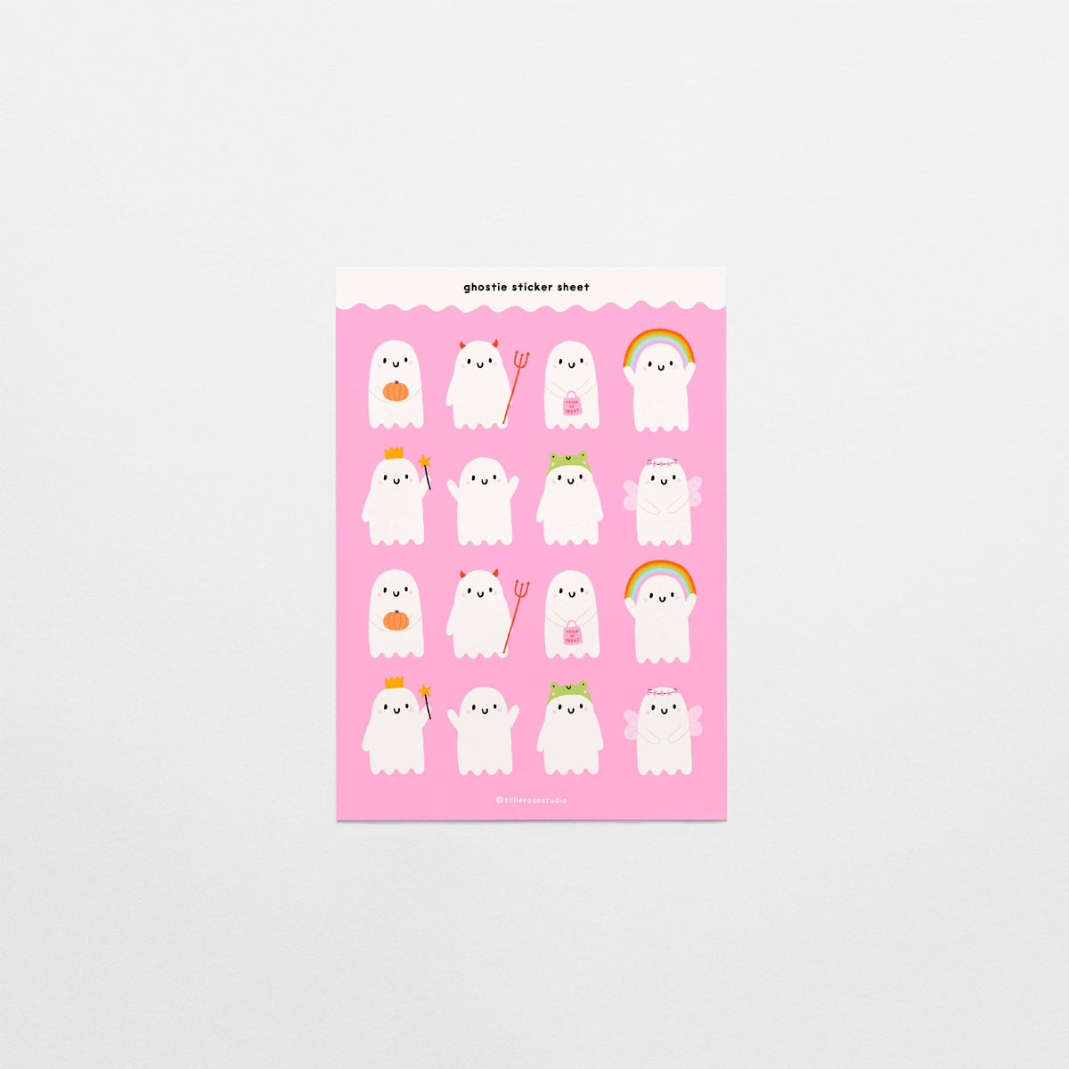 Ghosties Pink Sticker Sheet