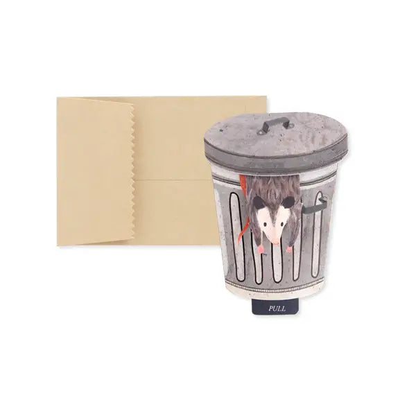 Possum in a Trash Can 3D Pop Up Greeting Card