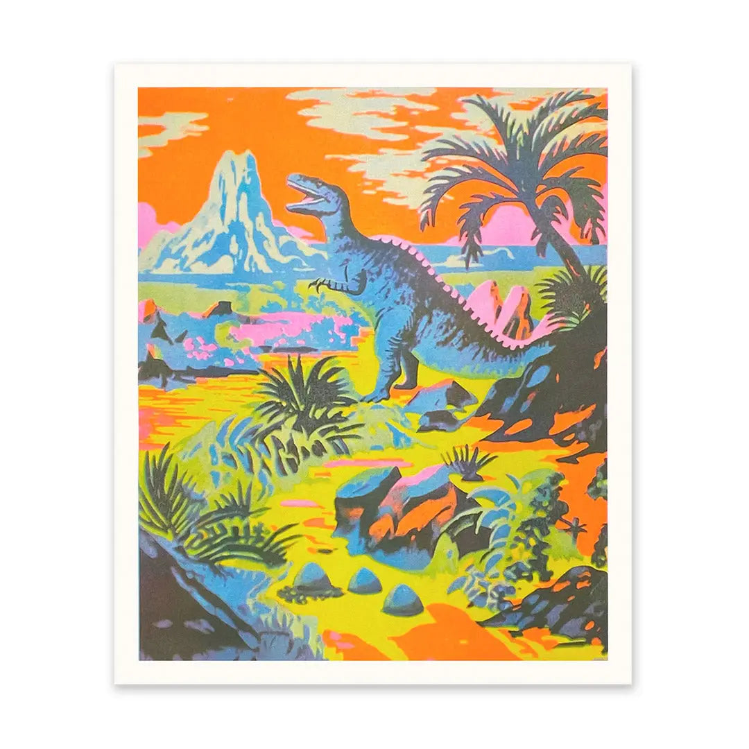 Neon Dinosaur Riso Print (12x10)