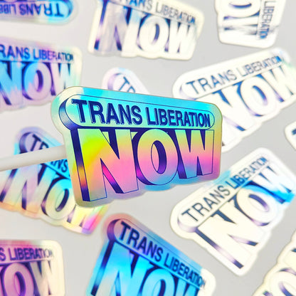 Trans Liberation Now - Holographic Vinyl Sticker - Wholesale Case of 6 Units