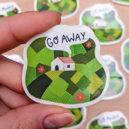 Go Away  -Clear Vinyl Sticker - Wholesale Case of 6 Units