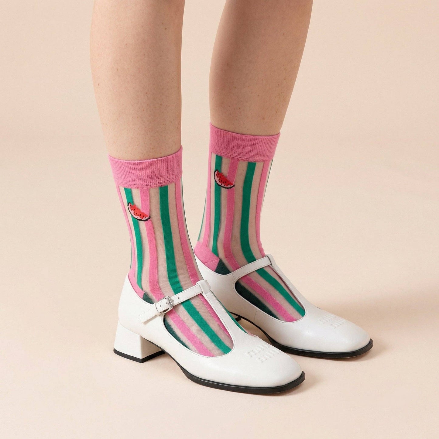 Watermelon Stripes Sheer Socks