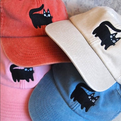 Embroidered Black Cat Hat