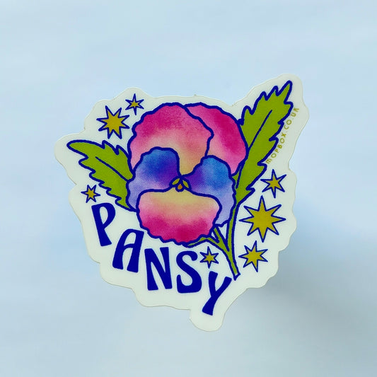 Pansy -  Clear Vinyl Sticker - Wholesale Case of 6 Units