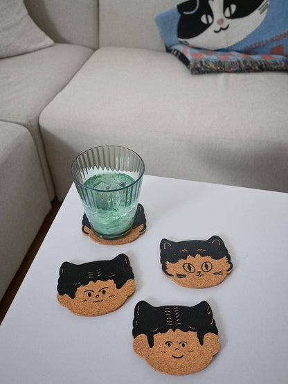 "Cat Person" Set of four cork coasters