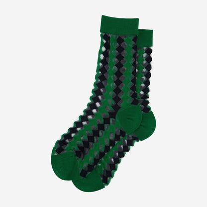 Green & Black Diamond Sheer Socks