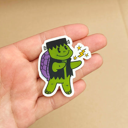 Frankenstein Turtle Halloween Pals  - Matte Soft Touch Vinyl Sticker - Wholesale Case of 6 Units
