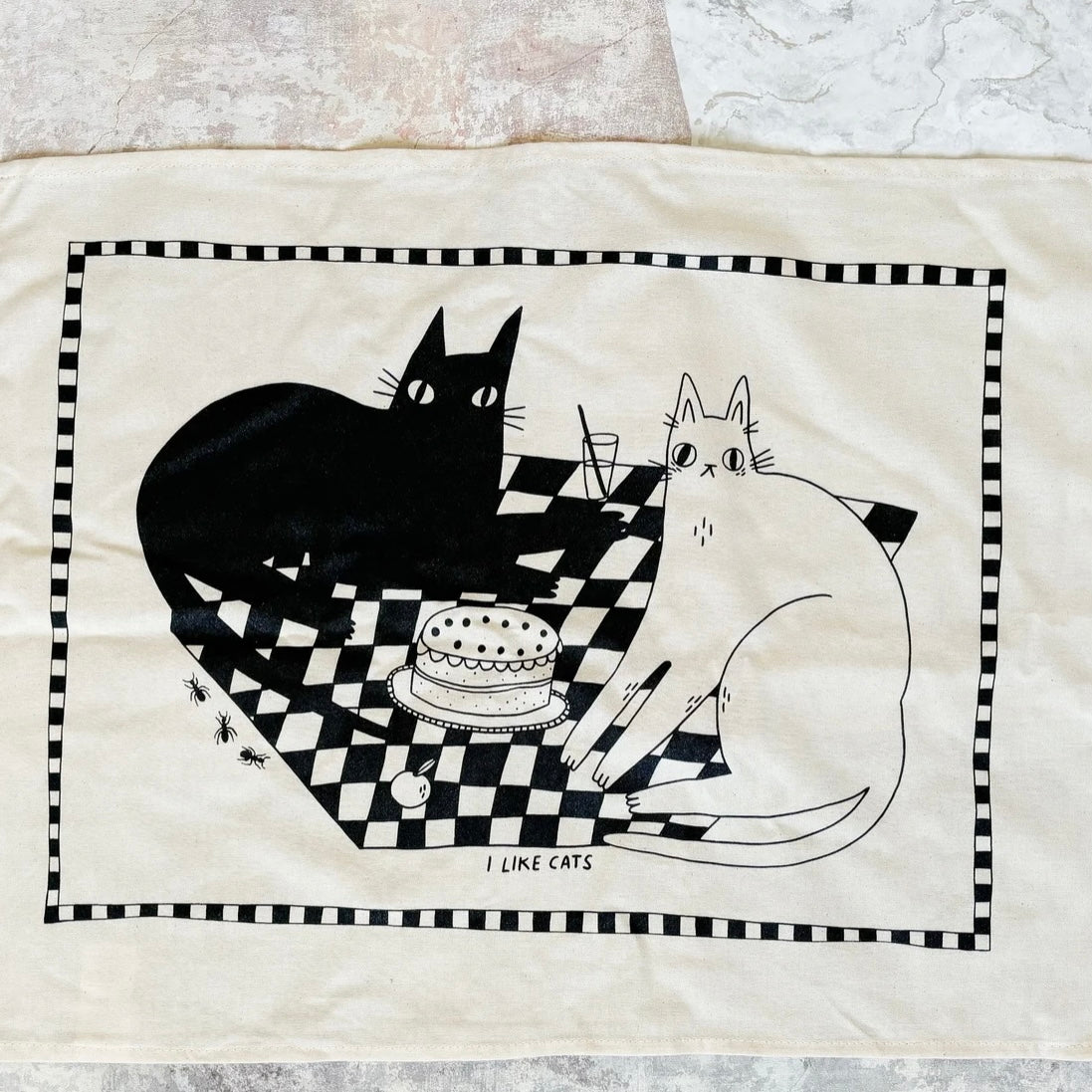 Cat Picnic Tea Towel