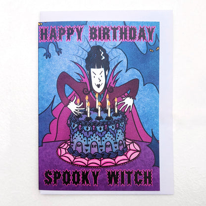Spooky Witch Birthday Card - Pearlescent Birthday Card