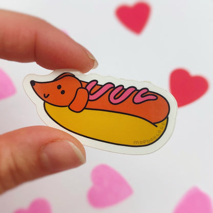 Hotdog Sausage Dog  - Vinyl Sticker - Wholesale Case of 6 Units