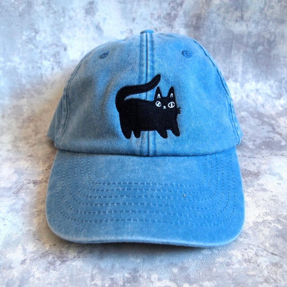 Embroidered Black Cat Hat